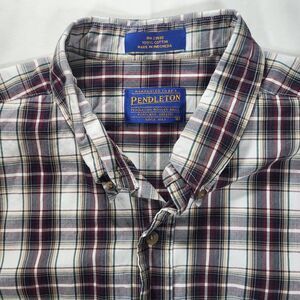 Pendleton Men's Large‎ White Red Plaid Short Sleeve Button Shirt